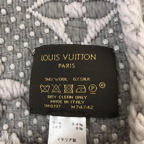 Auth LOUIS VUITTON Echarpe Logomania M74742 Gris Perle - GM0197 Scarf - Picture 2 of 6